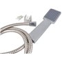 Kit pommeau de douche + tuyau flexible de douche 1,5 m + support mural, pommeau de douche rectangulaire, couleur argent