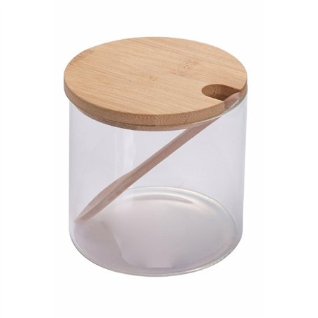 Villa d’Este Home Tivoli Sucrier en verre borosilicate avec bouchon et cuillère en bambou 500 ml