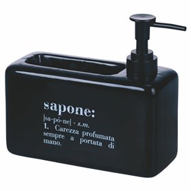 Villa d'Este Home Tivoli Distributeur de Savon Liquide 840 ML en céramique avec Fente Porte-éponge/Savon