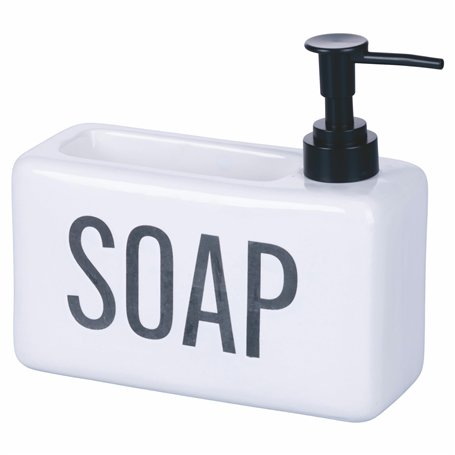 Villa d'Este Home Tivoli Distributeur de Savon Liquide 840 ML en céramique avec Fente Porte-éponge/Savon