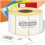 GIANTO 1 rouleau d'étiquettes adhésives 50 x 30 mm