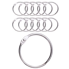 IPEA 12 Anneaux de Rideaux Douche avec Crochet en Métal – Fabriqués en Italie – Anneau Circulaire ouvrable de 50 mm pour Rideaux