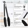 IPEA Pince de Cuisine en Acier Inoxydable avec Embouts en Silicone – Pinces Professionnelles pour Barbecue, Viande, Salade avec 