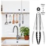 IPEA Pince de Cuisine en Acier Inoxydable avec Embouts en Silicone – Pinces Professionnelles pour Barbecue, Viande, Salade avec 