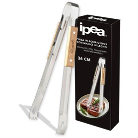 IPEA Pinces de Cuisine en Acier Inoxydable avec Poignées en Bois – Design Innovant – Pince Professionnelle pour Barbecue