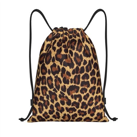 AABSTBFM Sac à dos léger à cordon de serrage avec motif léopard | M – Sacs à dos à ficelle pour gym