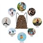 AABSTBFM Sac à dos léger à cordon de serrage avec motif léopard | M – Sacs à dos à ficelle pour gym, voyage, shopping, école, et