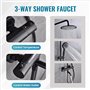 Mitigeur De Douche Complet En Acier Inoxydable Avec 3 Jets