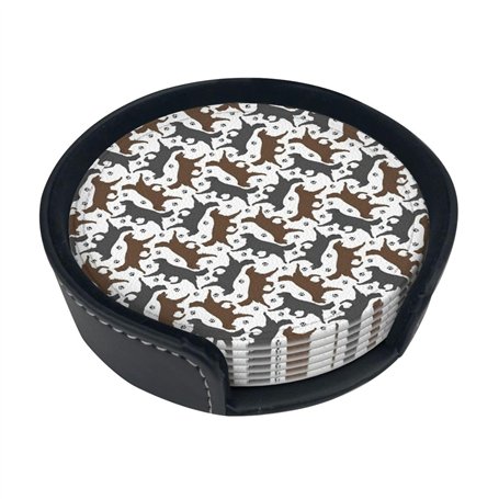 Trotting Lot de 6 dessous de verre à revêtement plat en polyuréthane pour boissons chaudes ou froides Motif empreintes de pattes