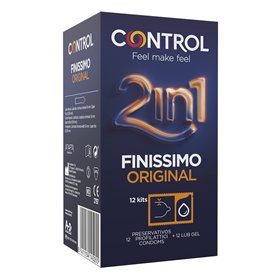 Control 2 en 1 Finissimo Original préservatifs fin et gel lubrifiant unidose - 12 kits