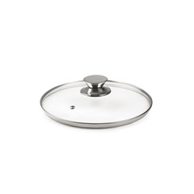 Ibili - 971620 - Couvercle en Verre Poignée en Acier Inoxydable 20 cm