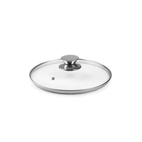 Ibili - 971624 - Couvercle en Verre Poignée en Acier Inoxydable 24 cm