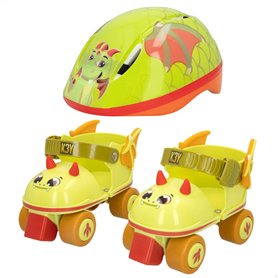 COLORBABY 46990 Pack de 4 Patins à roulettes et Casque Dragon K3YRIDERS Taille 24-30