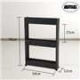 Amig - Chariot de rangement étroit avec roulettes Böken | Noir | 54 x 12 x 78 cm | Chariot de rangement auxiliaire | Unité de ra