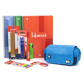 Grafoplás | Pack Trousse Scolaire 3 Compartiments avec matériel Scolaire Inclus et cahiers de sujets primaires | Crayons