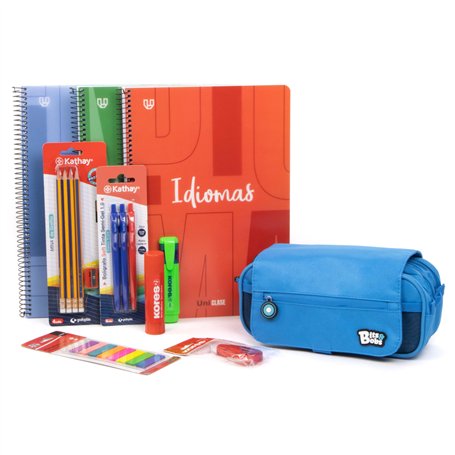 Grafoplás | Pack Trousse Scolaire 3 Compartiments avec matériel Scolaire Inclus et cahiers de sujets primaires | Crayons