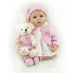 ZIYIUI 22 Pouces 55 cm Poupée Reborn Fille Souple Silicone Vinyle Fait Main Nouveau-Né Poupons Bebe Nurserie Vrai Enfant Garçon