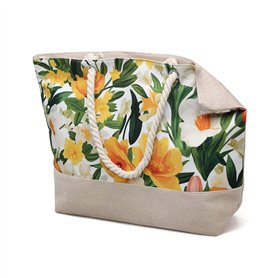 BigBuy Travel Sac jaune plage fleurs