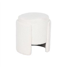 Home ESPRIT Repose-pieds blanc polyester bois MDF Scandi 40 x 40 x 43 cm