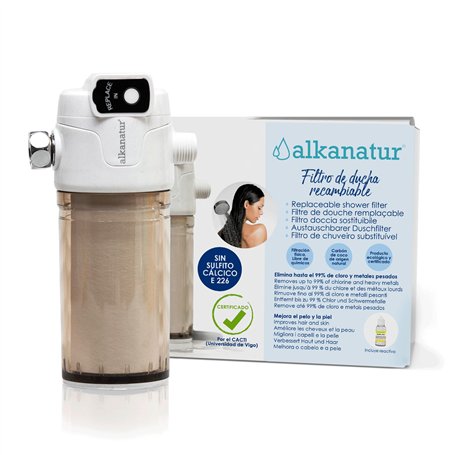 Filtre Douche Anti Calcaire 50.000L Réutilisable - Élimine Chlore Métaux Lourds + Impuretés Système de Filtration Double Phase –
