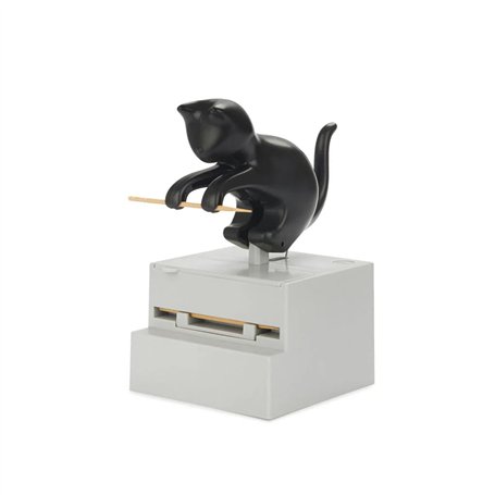 Balvi Distributeur de Cure-Dents Frisky Couleur Noir Distributeur de Cure-Dents en Forme de Chat Plas