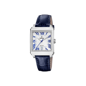 Festina Montre pour Femme F20682/2 on The Square Boîtier en Acier Inoxydable Gris Bracelet en Cuir Bleu