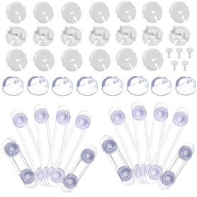 Kits Sécurité de Bébé Enfants – Caches Prises Électrique pour Enfant Sécurité (20 caches+5 clés)+10 Protection Coin Table Enfant