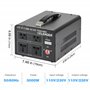 Yinleader 3000VA 110 V Convertisseur de tension USA transformateur toroïdal 3000W – Entrée : 110 V ou 220 V - Sortie : 110 V et 