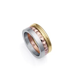 Viceroy Bague Femme Tricolore Or Rose et Acier Chic Triple Élégance Diámetro Interior 17.83mm Ip Rose et Or Pas de Pierre Précie