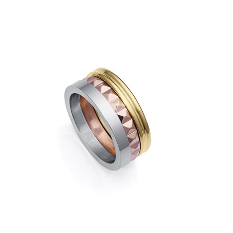Viceroy Bague Femme Tricolore Or Rose et Acier Chic Triple Élégance Diámetro Interior 17.83mm Ip Rose et Or Pas de Pierre Précie