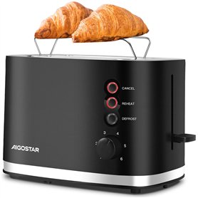 Aigostar Energy - Grille-Pain 2 Fentes Extra Larges avec Support Viennoiseries