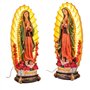 DRW Figurine Vierge de Guadeloupe avec Couronne Lumineuse en résine Peinte à la Main 20 x 20 x 62 cm