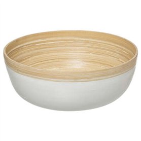Well Home Saladier en bois de bambou Blanc Ø30 x 12 cm