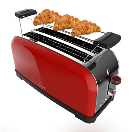 Cecotec Grille-pain Vertical 2 Fentes Longues Toastin' Time 1500 Rouge. 1500 W
