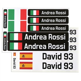 Nom des raquettes de padel. 9 Stickers avec drapeau et nom personnalisé pour équipement sportif : raquettes