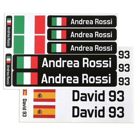 Nom des raquettes de padel. 9 Stickers avec drapeau et nom personnalisé pour équipement sportif : raquettes