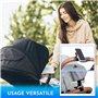 Support Telephone Poussette Universel Convient aux Smartphones jusqu'a 7,6" Noir
