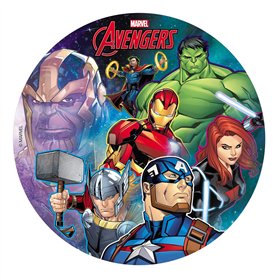 Dekora- Disque Comestible de Marvel Avengers pour la Décoration du Gâteau d'anniversaire-20 cm