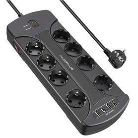 Multiprise Parasurtenseur Parafoudre avec 8 Prises et 4 Ports USB