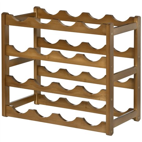 HOMCOM Botellero Pequeño de Bambú Soporte Para 16 Botellas Estantería de Vino de 4 Niveles Para Cocina Comedor Bar Carga 75 kg 4