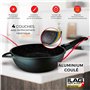 briebe Set 2 Sauteuse Induction Anti Adhesive, Poêles Manche Amovible 24/28 cm avec Couvercles en Verre, Fonte d'Aluminium, ILAG