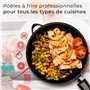 briebe Set 2 Sauteuse Induction Anti Adhesive, Poêles Manche Amovible 24/28 cm avec Couvercles en Verre, Fonte d'Aluminium, ILAG