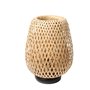 Alpinaluz Lampe de Table Nordique Rustique avec Abat-Jour en Rotin Naturel et Fibre de Bambou, Base en Aluminium Noir pour Salon