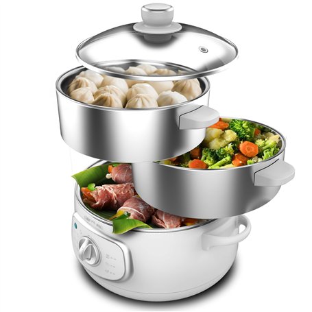 Cecotec Cuiseur Vapeur 10L Vapovita SteelPot White. Cuiseur Vapeur Electrique 1300W