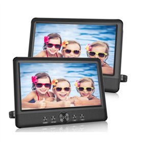 BSL BSL-10D Lecteur DVD portable double écran de 10" Lecteur de fichiers multimédias Lecteur CD et DVD Ports USB