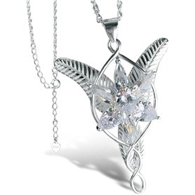 IDELUSH Collier Princesse Arwen | Acier titane hypoallergénique | Inspiré du Seigneur des Anneaux | Pendentif de 5 cm | Chaîne d