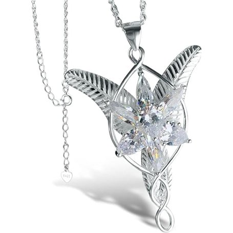 IDELUSH Collier Princesse Arwen | Acier titane hypoallergénique | Inspiré du Seigneur des Anneaux | Pendentif de 5 cm | Chaîne d