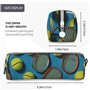 JCVOTREL Trousse à crayons amusante avec motif raquettes de tennis et balles de tennis – Trousse en cuir avec fermeture éclair p