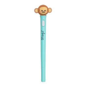 Mr. Wonderful - Stylo lumineux - Singe - fabriqué en PVC et plastique PET - Stylo noir - Stylo avec une lumière