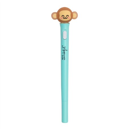 Mr. Wonderful - Stylo lumineux - Singe - fabriqué en PVC et plastique PET - Stylo noir - Stylo avec une lumière